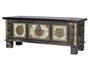 GINER Y COLOMER - Coffre de rangement en bois de manguier massif avec détails en bronze, finition noir vieilli et cerise, 46x116x40 cm